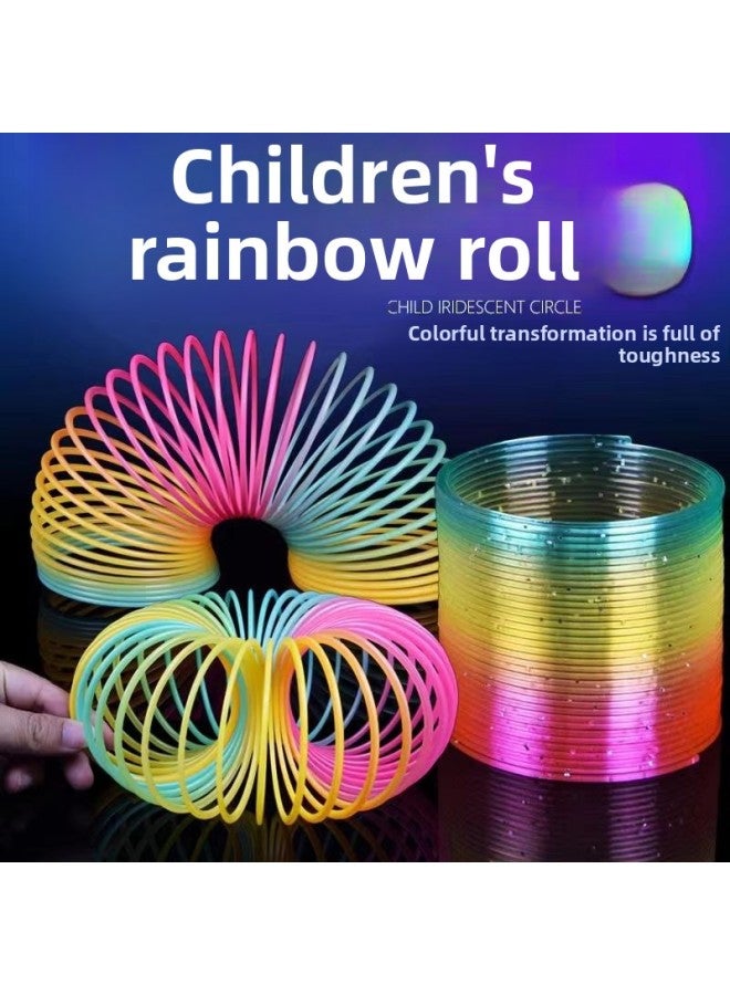 Large Rainbow Circle Toy Kidsren's Stacking Circle Luminous Elastic Circle Magic Special-shaped Elastic Circle-Color:[rainbow Circle]: Send Sports Bracelet-Specifications:Medium Size [rainbow Color + Sequin Color] 2 Pack  - Image 2