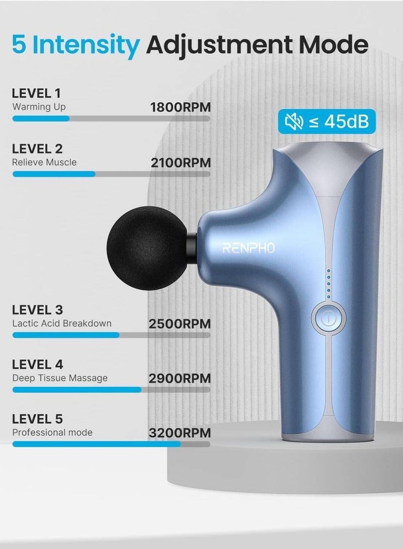 RENPHO Upgrade Mini Massage Gun with Heat, 2023 New Muscle Massage Gun Deep Tissue, Type-C Charging Portable Body Deep Tissue Massager Gun - Image 4