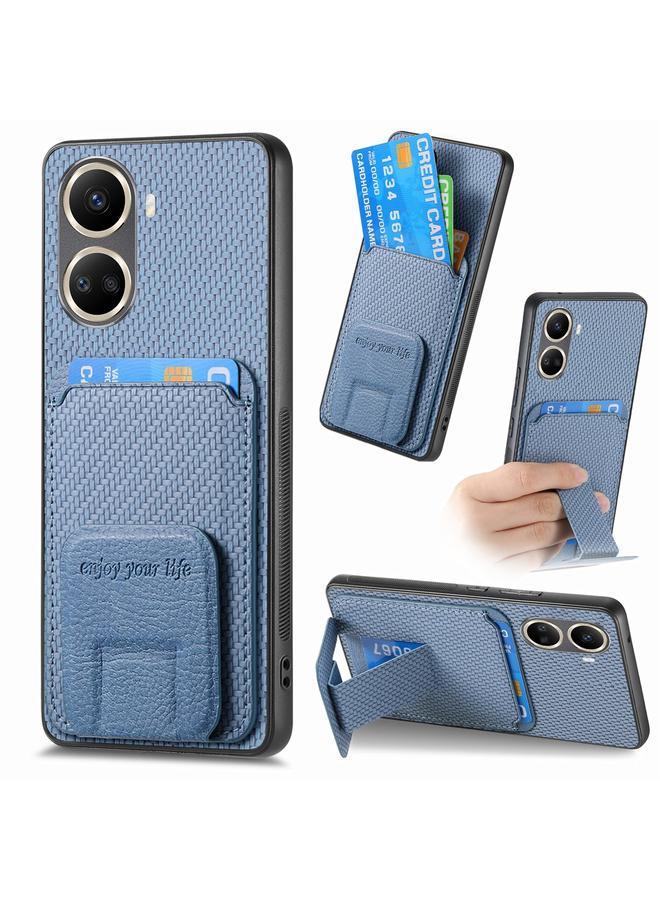 S-TOP Case For Huawei Nova 10 SE 4G Carbon Fiber Card Bag Fold Stand Phone Case - Image 1