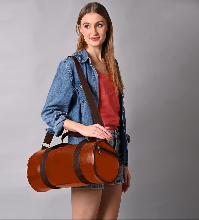 COOL INDIANS Gym Bag for Men & Women Leather Gym Bag with Shoulder Strap Bag Yoga & Travel Bag for Boys & Girls Duffle Bag & Travelling Bag Outdoor (TAN) - Image 2