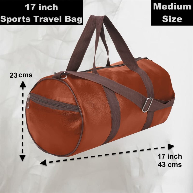 COOL INDIANS Gym Bag for Men & Women Leather Gym Bag with Shoulder Strap Bag Yoga & Travel Bag for Boys & Girls Duffle Bag & Travelling Bag Outdoor (TAN) - Image 1