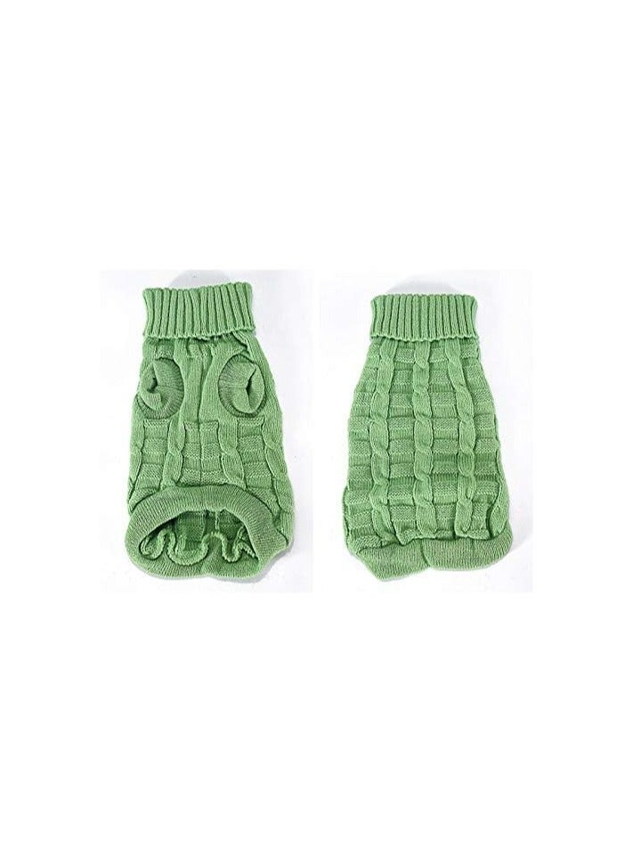 Green Tiger Pet Cats Sweater Aran Pullover Knitted Doggie Kitty Clothes Solid Colors for Kitten Chihuahua Pug (Green, S) - Image 3