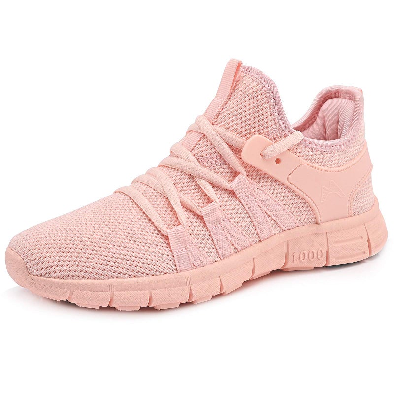 INZCOU Running Walking Shoes Lightweight Tennis Shoes Non Slip Gym Workout Shoes Breathable Mesh Walking Sneakers Pink 9women / 8men - Image 2