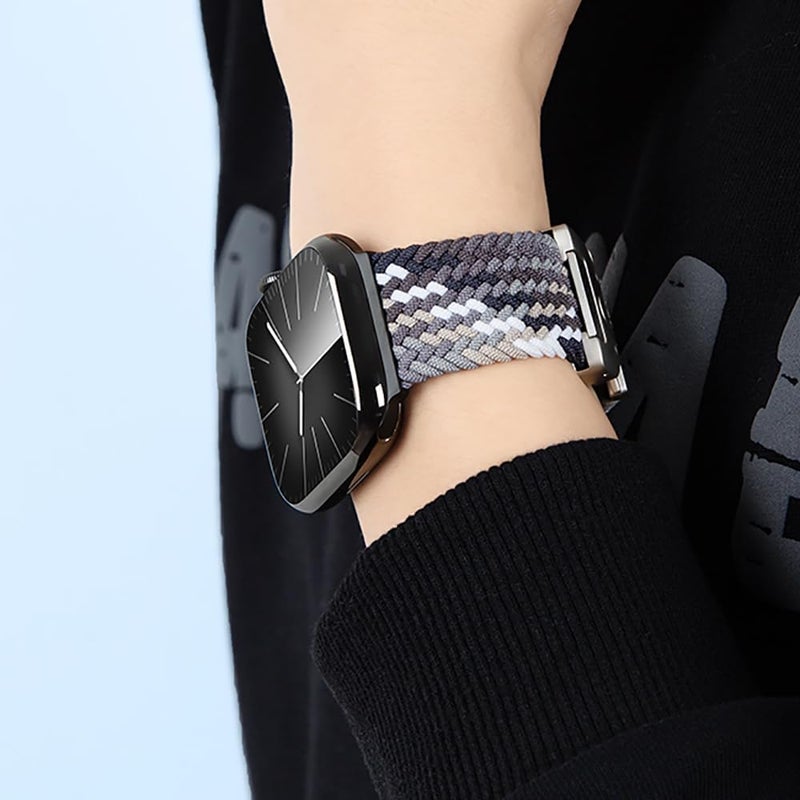 دادو حزام نايلون مضفر من متوافق مع Apple Watch Series 10 | Ultra 2 | 9 | 8 Ultra | 8 | 7 | 6 | SE، حزام نايلون قابل للتنفس مع مشبك مزدوج الأزرار - Image 3