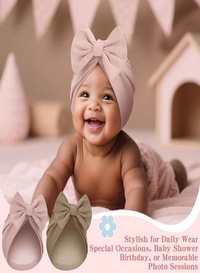 Bunnycool 6 Pcs Newborn Satin Bonnet for 0-6 Months Silky Satin Lined Stretchy Baby Turban Hats with Bow for Infant Toddler(Soft Neutral) - Image 4