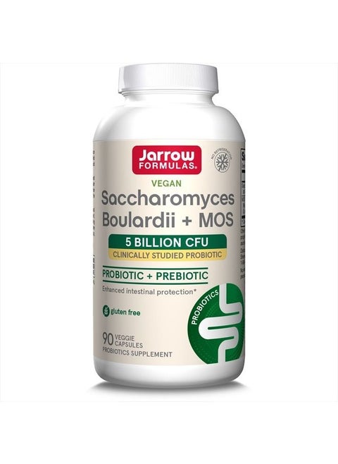 Saccharomyces Boulardii + MOS - مكمل بروبيوتيك + بريبايوتيك تم دراسته سريريًا - 5 مليار وحدة تشكيل مستعمرة - 90 وجبة (كبسولات نباتية) - دعم وحماية معززين للجهاز الهضمي
