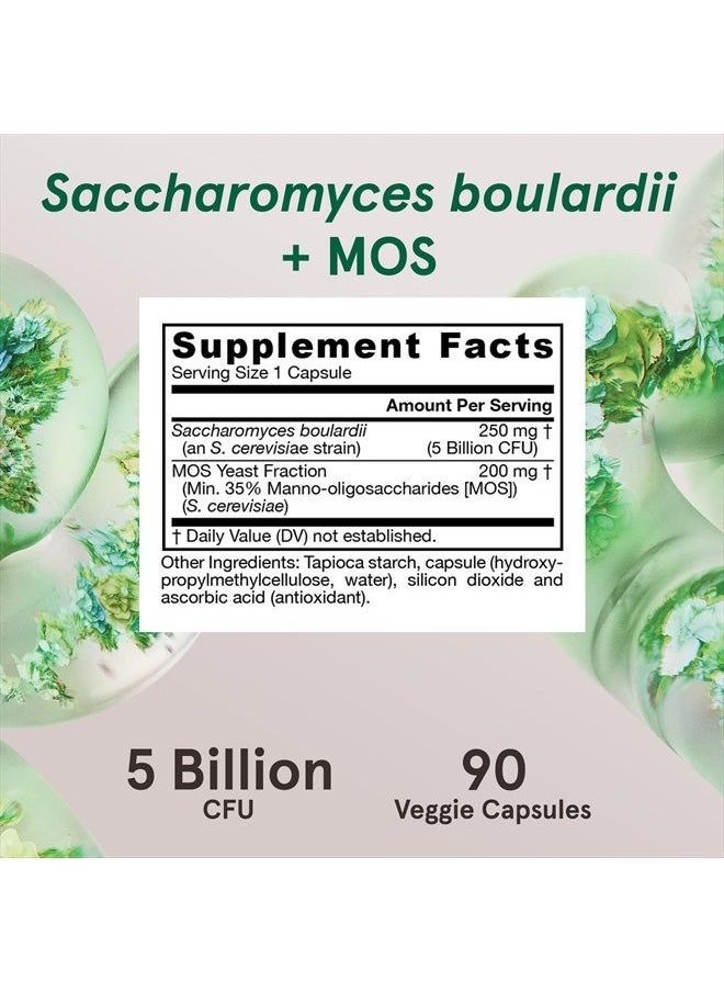 Saccharomyces Boulardii + MOS - مكمل بروبيوتيك + بريبايوتيك تم دراسته سريريًا - 5 مليار وحدة تشكيل مستعمرة - 90 وجبة (كبسولات نباتية) - دعم وحماية معززين للجهاز الهضمي