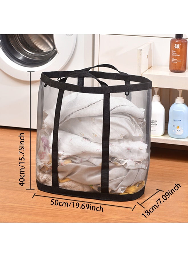 1pcs Foldable Mesh Laundry Basket With Handle, Wall Mounted Laundry Basket, Space Saving Design, Suitable For Home, Dormitory, Travel, And Storage - Image 4