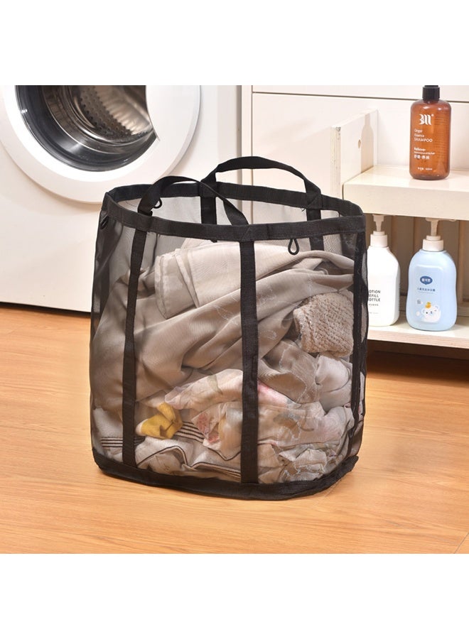 1pcs Foldable Mesh Laundry Basket With Handle, Wall Mounted Laundry Basket, Space Saving Design, Suitable For Home, Dormitory, Travel, And Storage - Image 1
