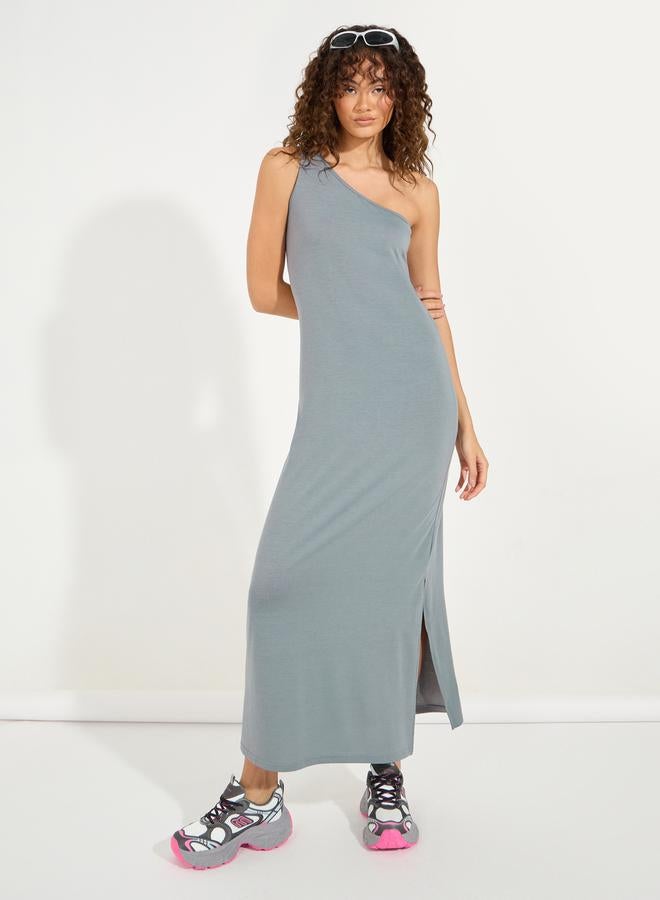 Styli Styli One Shoulder Neck Maxi Dress with Side Slit  - Image 1