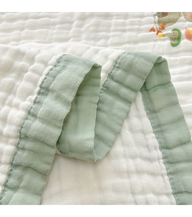 Green Hare Trail Cotton Gauze Quilt Summer Cool Thin Blanket Breathable Bubble Gauze Muslin Wrap Bedding Air Conditioning Quilt for Hot Sleepers 78 74 by 86 61 Inches - Image 4