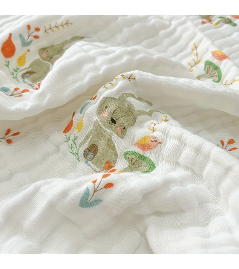 Green Hare Trail Cotton Gauze Quilt Summer Cool Thin Blanket Breathable Bubble Gauze Muslin Wrap Bedding Air Conditioning Quilt for Hot Sleepers 78 74 by 86 61 Inches - Image 5