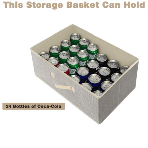EITMOW Storage Baskets, 15.7-Inch Woven Fabric Bins, Storage Cubes with Reinforced Handles, Organizer Bins for Closet Shelves, Foldable, for Toys, Clothes, Natural Beige (3PCS/Beige-15.7*11*7.8inch) - Image 5
