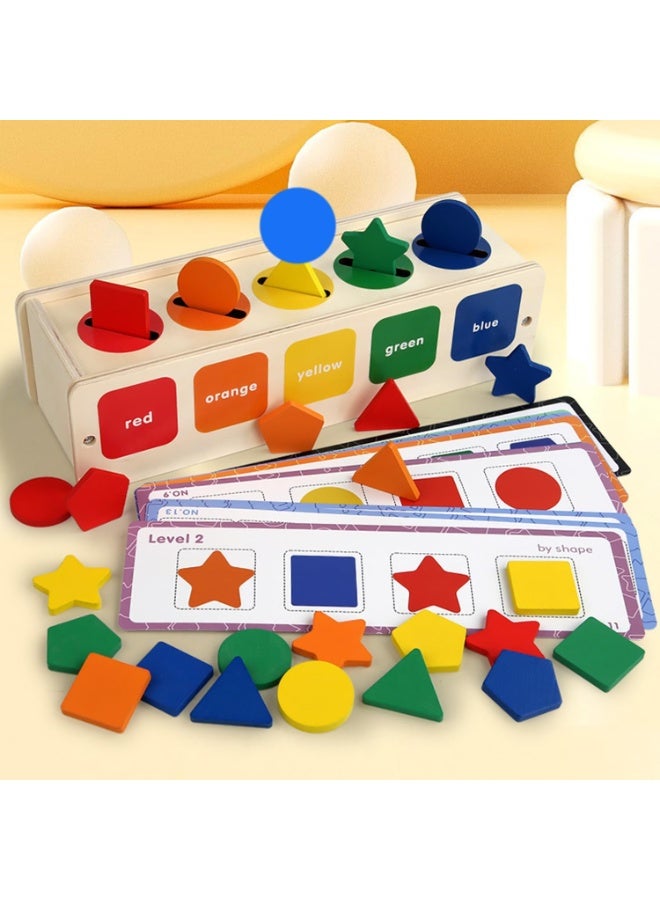Soofam Wooden toys, color and shape classification learning matching toys, including 25 geometric building blocks and 12 test cards, early education toys, suitable as gifts for infants and toddlers aged 1, 2, 3, 4, and 5 years old. - Image 4