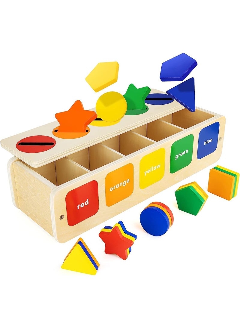 Soofam Wooden toys, color and shape classification learning matching toys, including 25 geometric building blocks and 12 test cards, early education toys, suitable as gifts for infants and toddlers aged 1, 2, 3, 4, and 5 years old. - Image 1