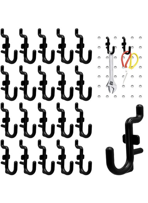 100PCS J Shape Pegboard Hooks, Black Locking Peg Board Hooks Heavy Duty ABS Plastic Pegboard Hooks Heavy Duty J Shape Pegboard Hooks Hook Accessories for Peg Boards Assortment Tool Organizer