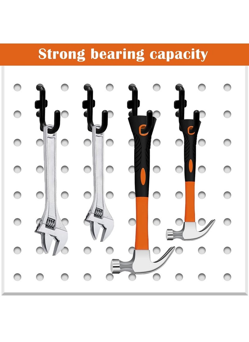 SYOSI - 100PCS J Shape Pegboard Hooks, Black Locking Peg Board Hooks Heavy Duty ABS Plastic Pegboard Hooks Heavy Duty J Shape Pegboard Hooks Hook Accessories for Peg Boards Assortment Tool Organizer - Image 1