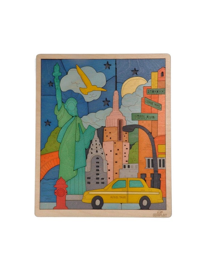 Ekoplay New York City Puzzle For Kids | 75 Piece Wooden Jigsaw Puzzle | Learning Educational Toys Gifts For Boys Girls 3+ Years | Discover New York City - Image 1