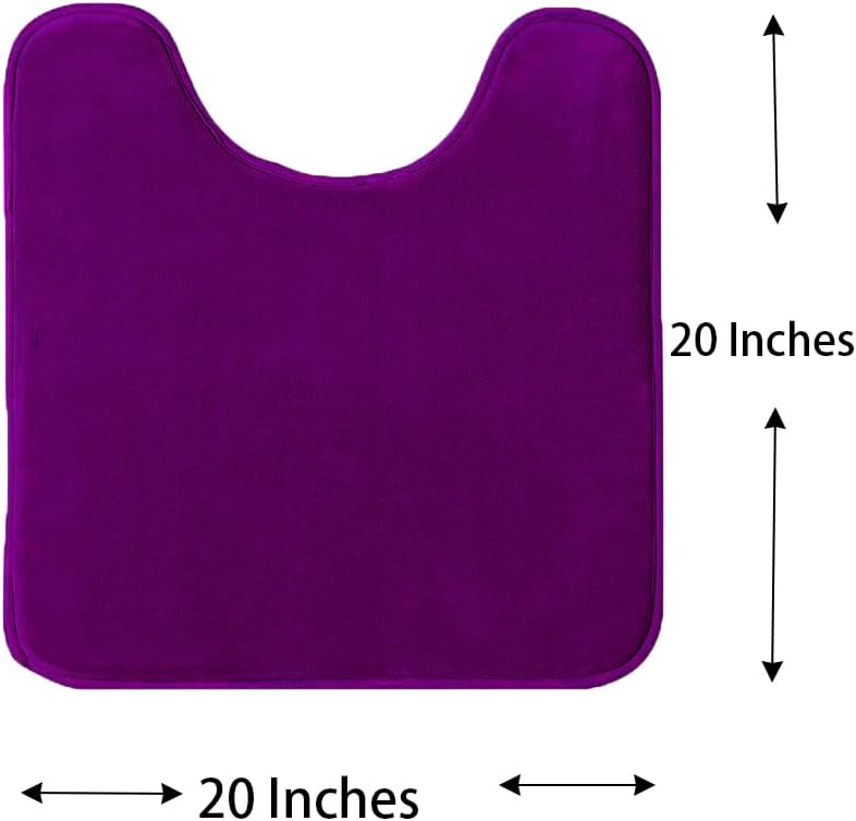 Madeals Memory Foam Toilet Mat and Velvet Toilet lid Cover Set with Toilet Tank Cover Velvet 3 Piece Toilet Set Purple - Image 3