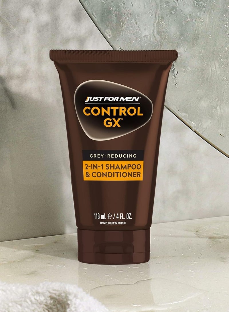 Just For Men (Pack of 3) Control GX, Grey Reducing 2-in-1 Shampoo and Conditioner, 3x4 oz - Image 2