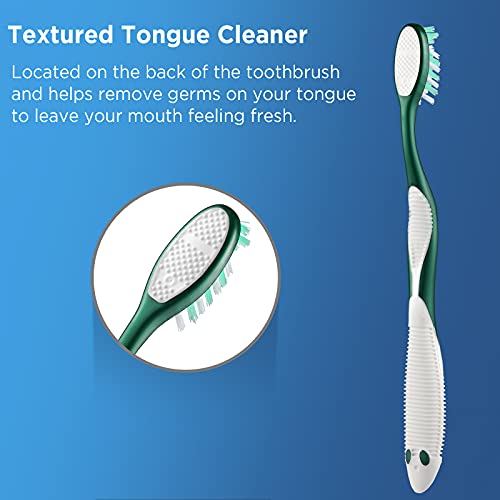 Fremouth Extra Firm Toothbrushes with Covers for Adults, Cross Extra Hard Bristles, with Built in Tongue Scraper, 6 Count - Image 5