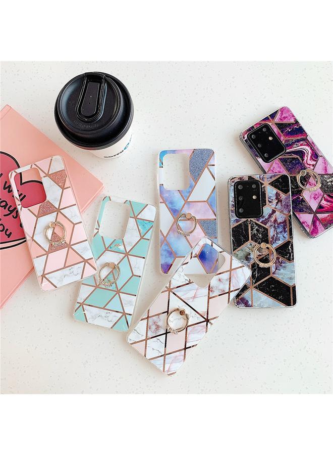 S-TOP Case For Galaxy S20 Plus Plating Colorful Geometric Pattern Mosaic Marble TPU Mobile Phone Case Rhinestone Stand Ring - Image 3