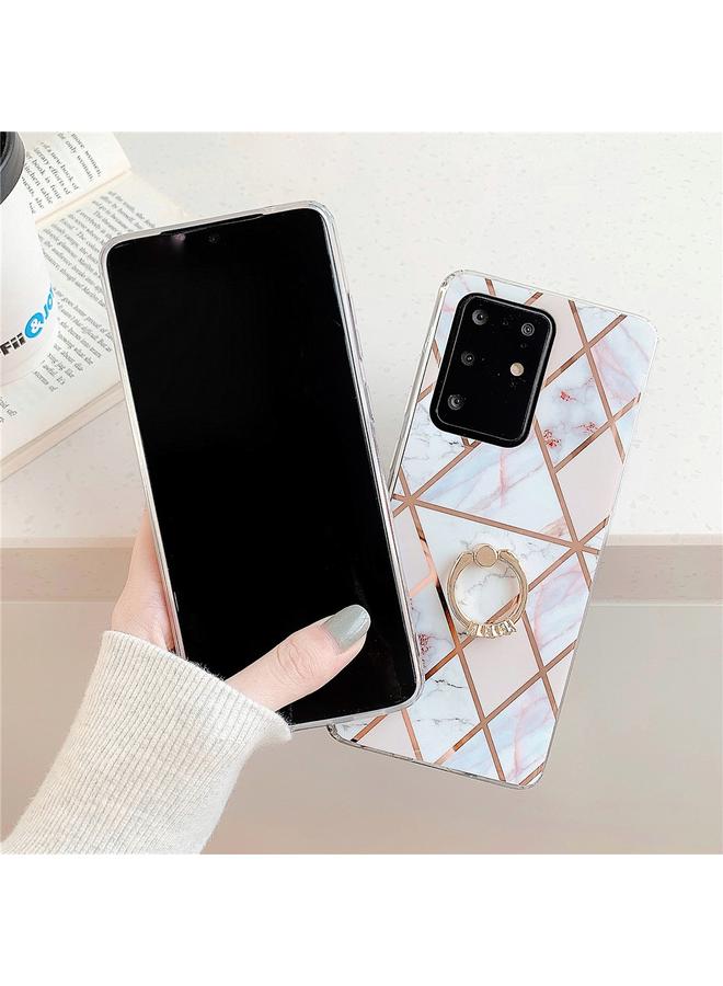 S-TOP Case For Galaxy S20 Plus Plating Colorful Geometric Pattern Mosaic Marble TPU Mobile Phone Case Rhinestone Stand Ring - Image 4