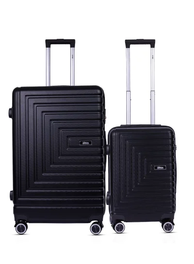 MNUK MNUK Pilgrimage Set of 2 Luggage | Hardside Soft Handle Trolley with TSALock |Double 360° 4 Wheeler| Cabin-20 Inch, Large-28 Inch| Black