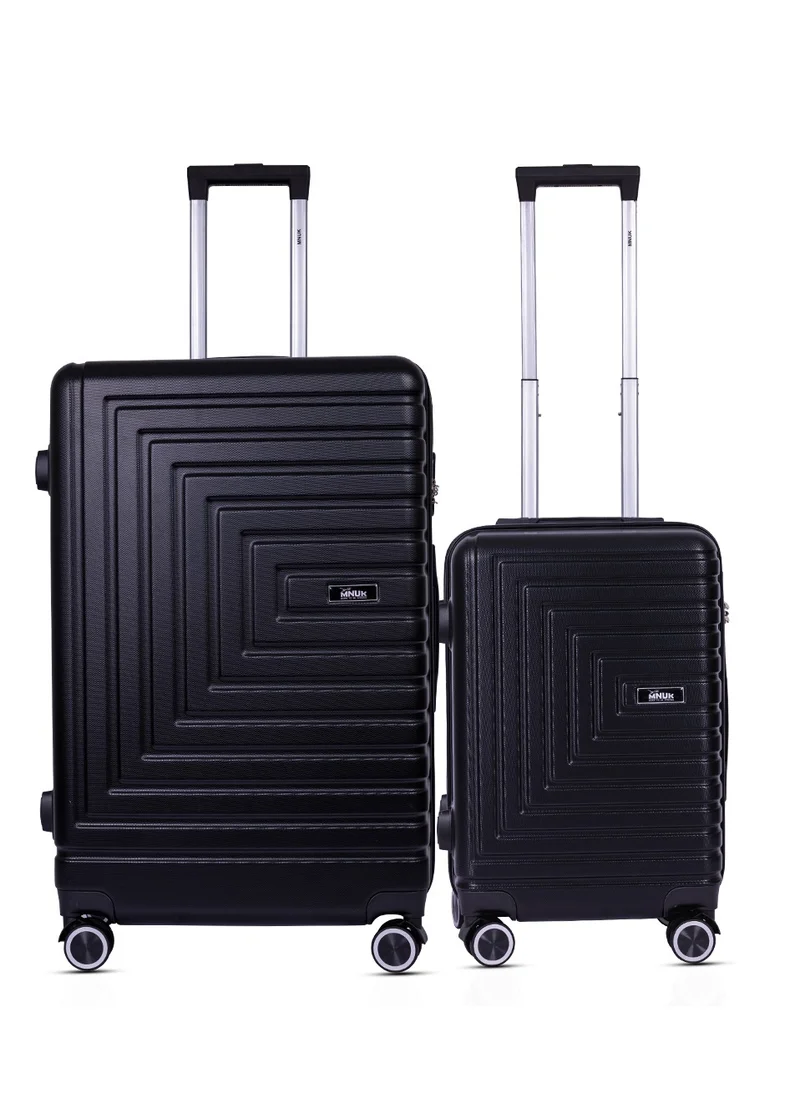 MNUK MNUK Pilgrimage Set of 2 Luggage | Hardside Soft Handle Trolley with TSALock |Double 360° 4 Wheeler| Cabin-20 Inch, Large-28 Inch| Black