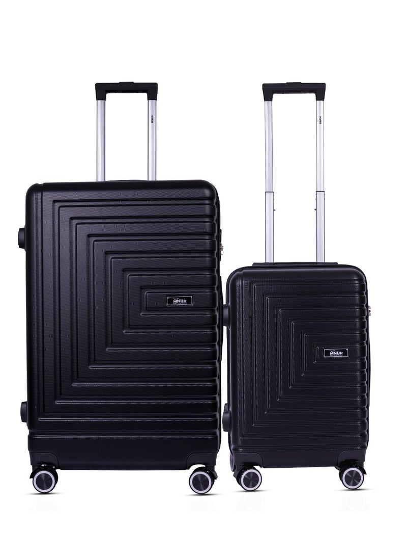 منيك مجموعة حقائب حج  من قطعتين | ترولي بعجلات دوارة  درجة ومقبض ناعم وقفل  | مقاس كابينة  بوصة، كبير  بوصة | أسود - Image 1