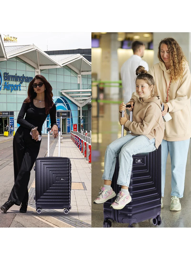 MNUK MNUK Pilgrimage Set of 2 Luggage | Hardside Soft Handle Trolley with TSALock |Double 360° 4 Wheeler| Cabin-20 Inch, Large-28 Inch| Black