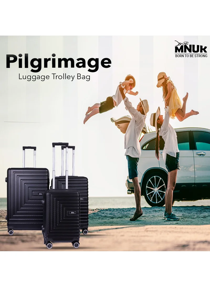 MNUK MNUK Pilgrimage Set of 2 Luggage | Hardside Soft Handle Trolley with TSALock |Double 360° 4 Wheeler| Cabin-20 Inch, Large-28 Inch| Black