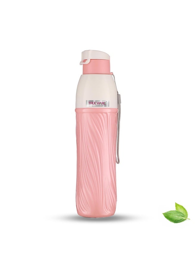 Trueware Aqua Pure PU Insulated Plastic Water Bottle 850 ML | BPA Free | Food Grade | Office, College, Travel, Sports Bottle | Easy to Carry | Easy Grip | Odorless (Pink) - Image 1