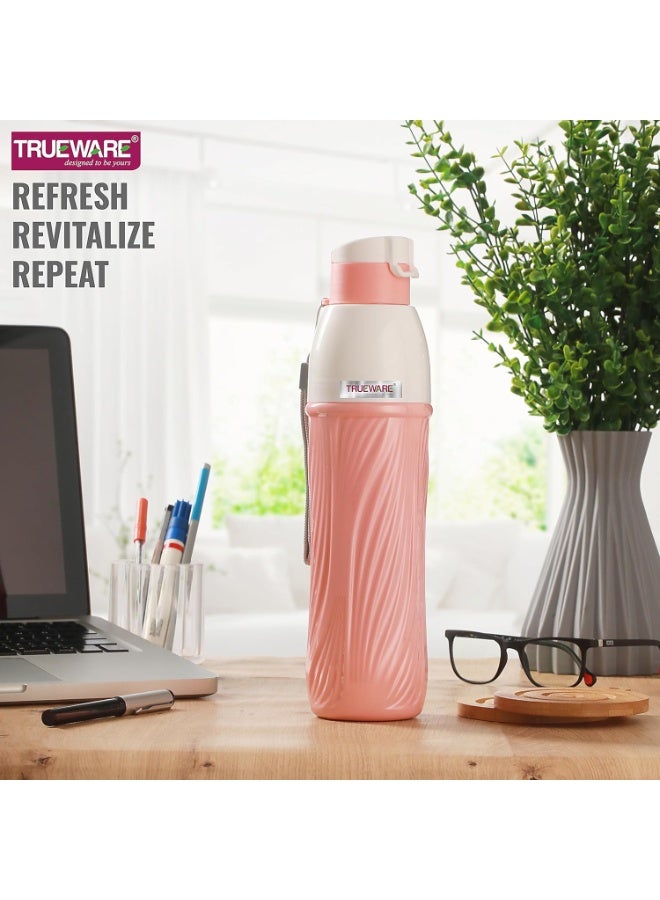 Trueware Aqua Pure PU Insulated Plastic Water Bottle 850 ML | BPA Free | Food Grade | Office, College, Travel, Sports Bottle | Easy to Carry | Easy Grip | Odorless (Pink) - Image 3