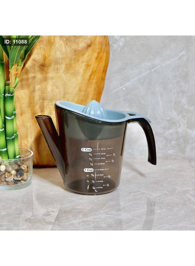 عصارة يدوية متعددة الاستخدامات لعصر البرتقال والليمون – مزودة بفتحة تفريغ، كوب قياس، ومقبض مريح لتجربة عصير سهلة وسلسة. - Image 1