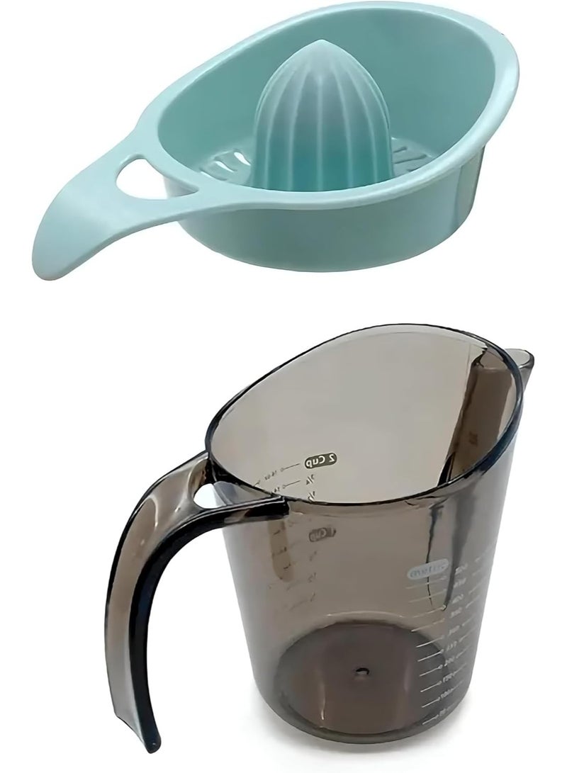 عصارة يدوية متعددة الاستخدامات لعصر البرتقال والليمون – مزودة بفتحة تفريغ، كوب قياس، ومقبض مريح لتجربة عصير سهلة وسلسة. - Image 2