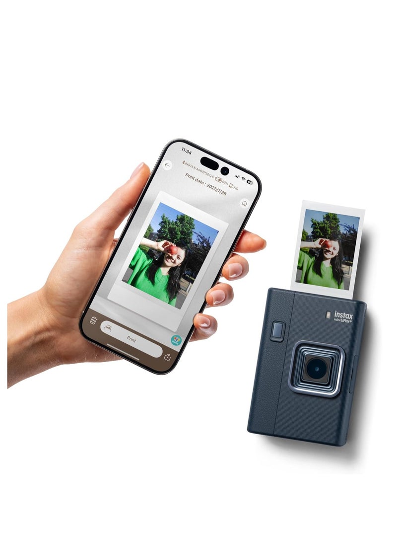 FUJIFILM Instax Mini LiPlay+ Hybrid digital instant film camera and photo printer - (Blue color), with rear 6 x 4 cm LCD screen, sound recording capabilities, Dual cameras - main and wide-angle selfie, Midnight - Image 3