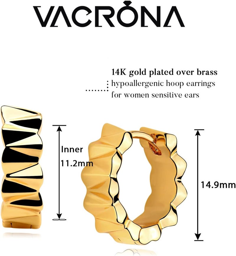 VACRONA Cubic Zirconia Huggie Earrings 14k Gold Plated Tiny Earrings Small Huggie Hoop Earrings Simple Lightweight Hoops Gift for Women - Image 5