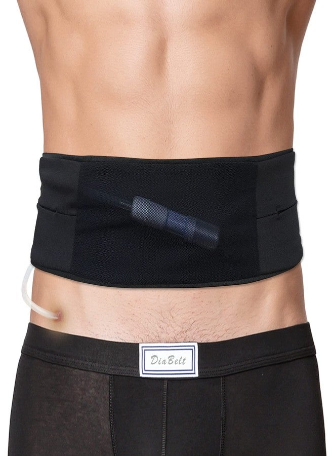 DiaBelt Breathable Peritoneal Dialysis Belt with Mesh Pouch PD Catheter Transfer Set Holder Accessories with Slits for G-Tube Feeding Tube Peg Tubing Stomach Women Men Adults Black - Image 1