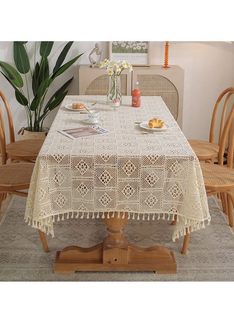 Generic - Rustic Style Tablecloth Crochet Hollow Tassel Placemat Suitable For Coffee Table Dining Table Wedding Party Decoration - Image 1