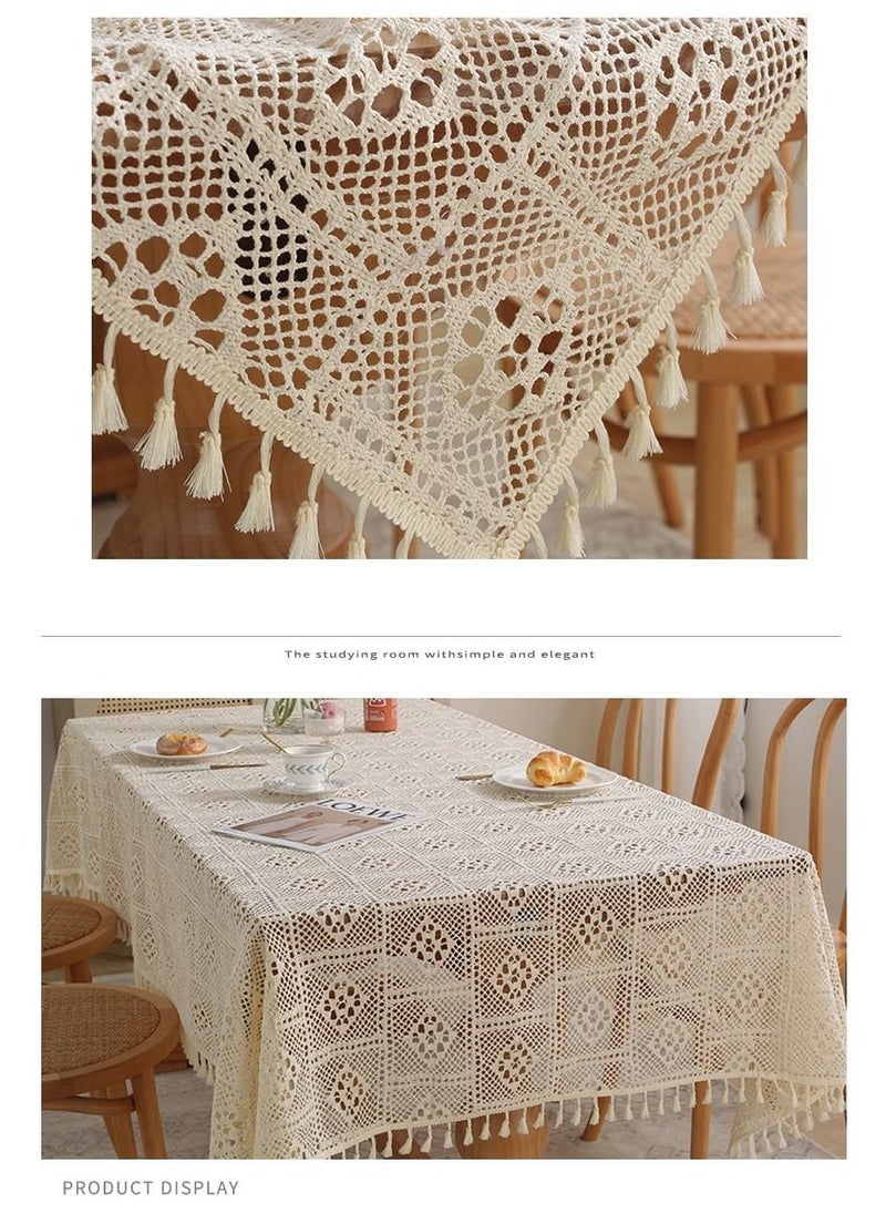 Generic - Rustic Style Tablecloth Crochet Hollow Tassel Placemat Suitable For Coffee Table Dining Table Wedding Party Decoration - Image 1