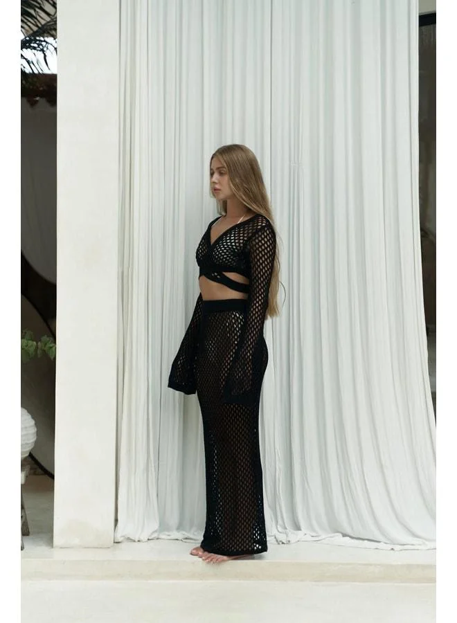 Bohemai  Anse Button Detail Black Knit Set. for Women | Best Price UAE