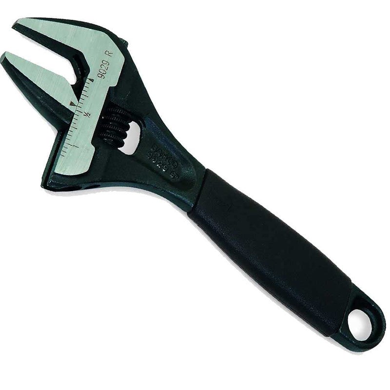 Bahco 6 SAE Ergo Big Mouth Adjustable Wrench ExtraWide Jaw and Slim Tapered Head for Tight Spaces True Ergo Grip Ideal for Plumbers Electricians and Maintenance Professionals