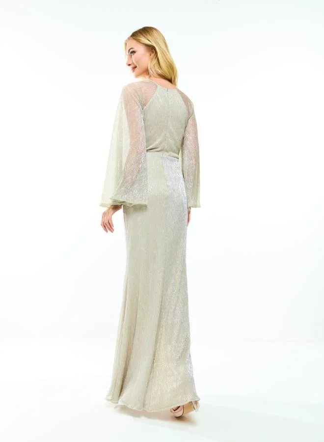 هاوس اوف مودا Ruched Metallic Gown Dress