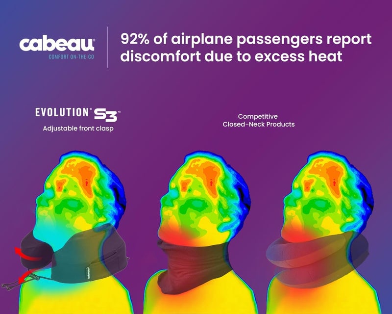 Cabeau Airplane Travel Pillow for Long Flights - Evolution S3 - Supportive Memory Foam with Seat Straps to Secure Your Head and Neck and Provides 360° Support (Steel Grey) - Image 2