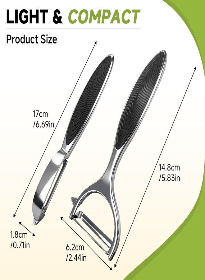 BOKKY 2 Pack Vegetable & Potato Peelers | Y & I Shape | Stainless Steel Blades | Ergonomic Non-Slip Handle | Dishwasher Safe | Fruit & Veggie Peeler Set - Image 2