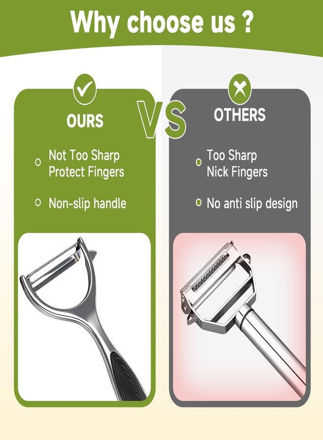 BOKKY 2 Pack Vegetable & Potato Peelers | Y & I Shape | Stainless Steel Blades | Ergonomic Non-Slip Handle | Dishwasher Safe | Fruit & Veggie Peeler Set - Image 3