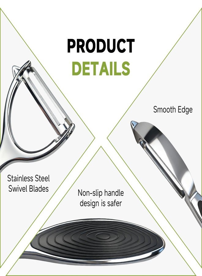 BOKKY 2 Pack Vegetable & Potato Peelers | Y & I Shape | Stainless Steel Blades | Ergonomic Non-Slip Handle | Dishwasher Safe | Fruit & Veggie Peeler Set - Image 4