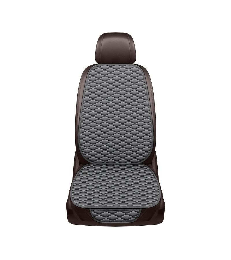 Beige Linen Texture Car Seat Cover 1pc Universal Cushion All Season Comfort - Image 4