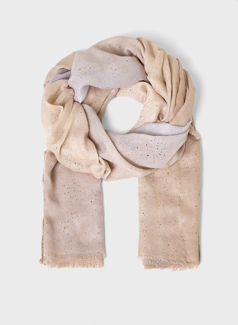 Khizana Ombre Metallic Print Long Hijab Scarf - Image 1